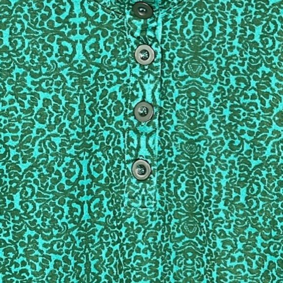 KAVU Lopez Jacquard Button Up High Neck Pullover Sweater - Green/Black - S - Picture 3 of 9